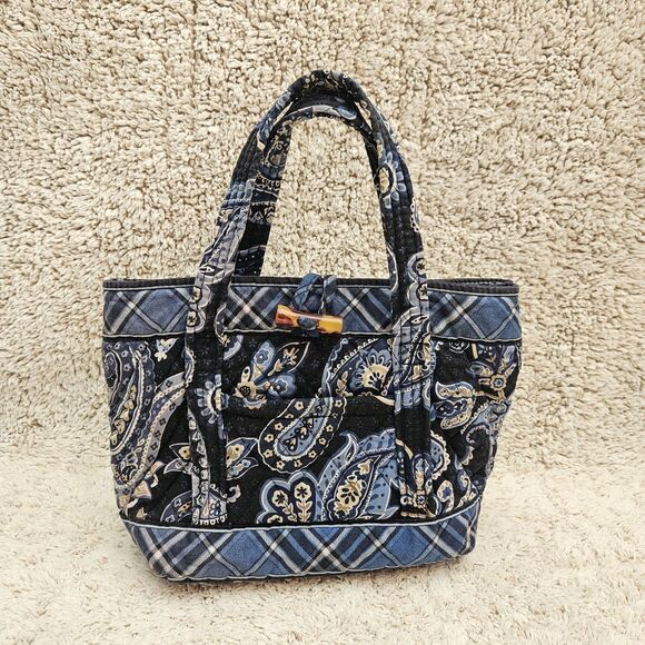 Vera Bradley Handbag Purse Windsor Blue MC Paisley Button Quilted Cotton RETIRED - Picture 1 of 5